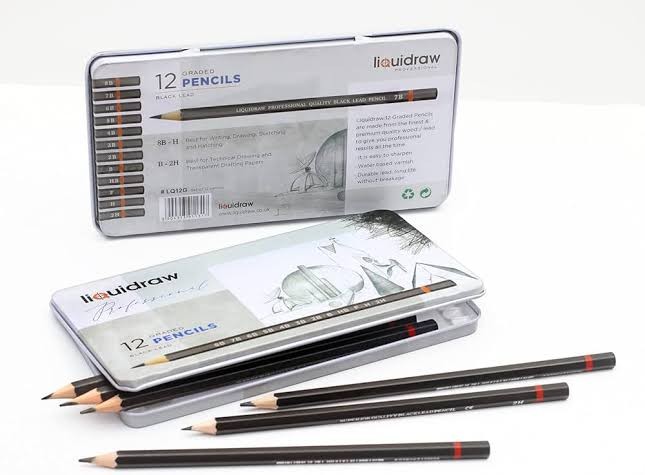 Liquidraw Drawing Pencils Set of 12, Graded Pencils For Artists, Sketching, Art, Sketch (8B-2H) Graphite Hard & Soft Pencil Set : Amazon.co.uk