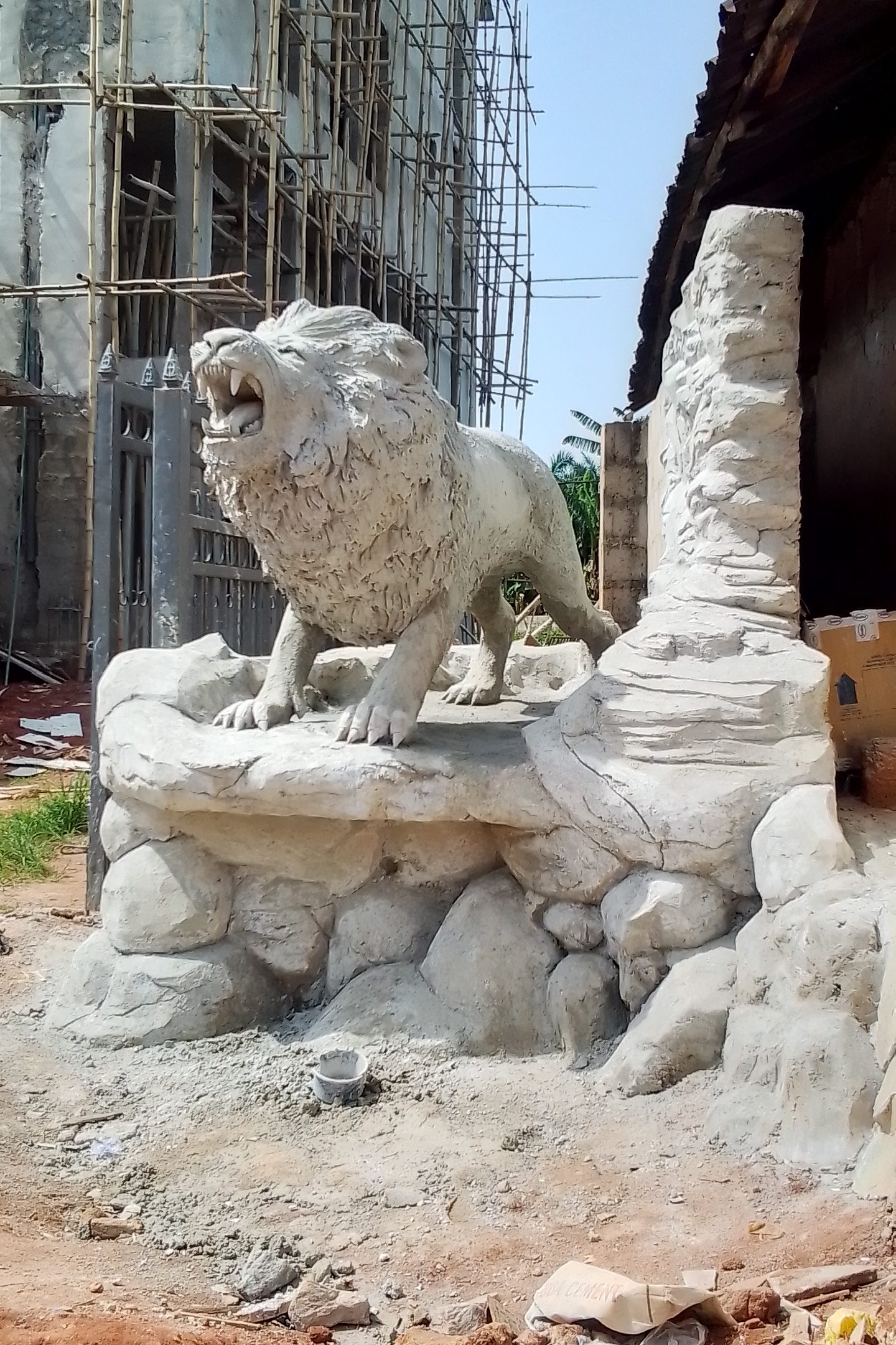 One of the lion statues in Ekuku Agbor, Delta State, Nigeria.