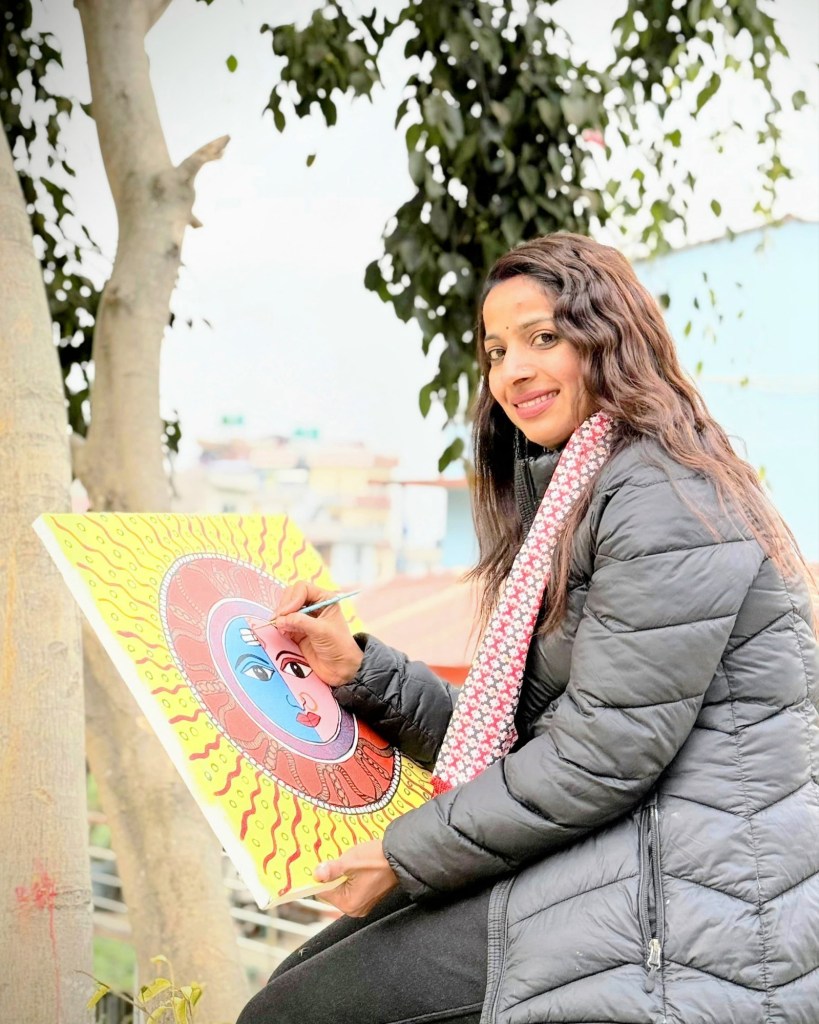 Subhadri Subha Mithila painting traditional artwork outdoor