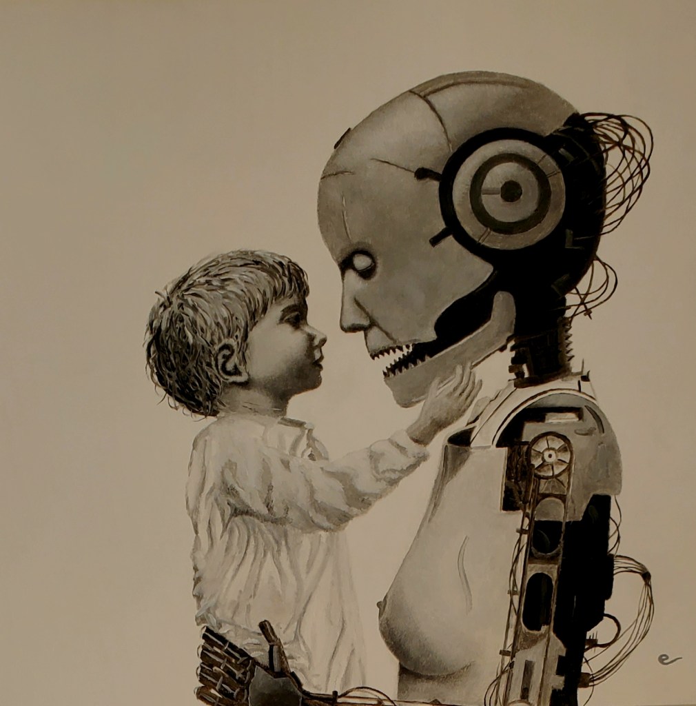 Maternal Instinct — Oil on wood (30 × 40 cm)