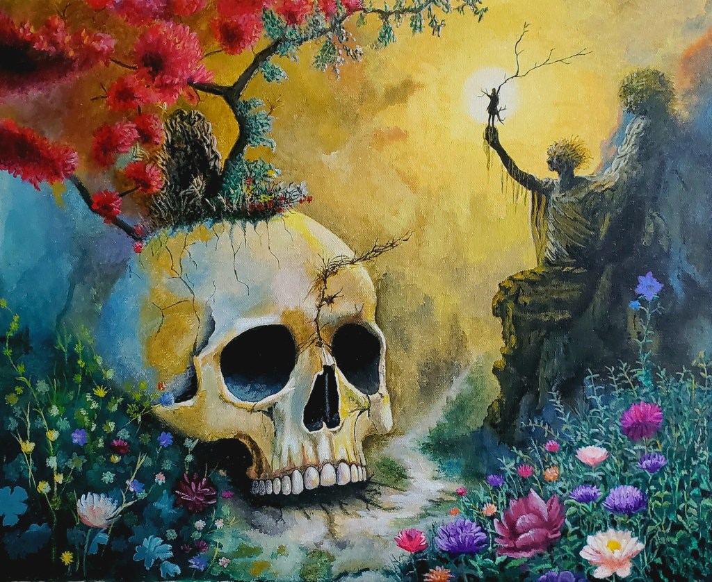 Ashes to Ashes — Acrylic on canvas (45 × 54 cm)