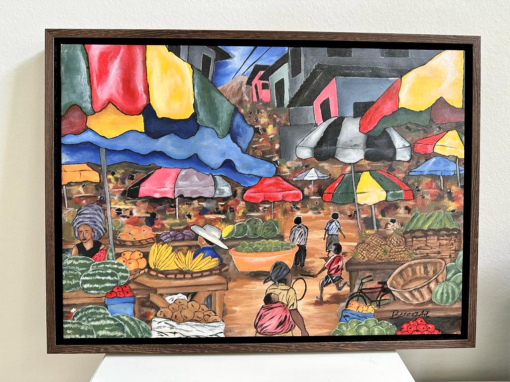 Munezero Benjamin / Bennez, Rwanda wildlife artist market scene
